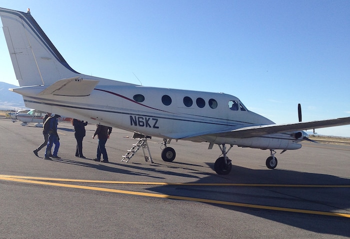 (Paul Rolly  |  The Salt Lake Tribune) Trudy Joseph celebrates her upcoming 90th birthday by jumping out of a plane with the help of Skydive Utah in Tooele, UT, surrounded by friends and family. 