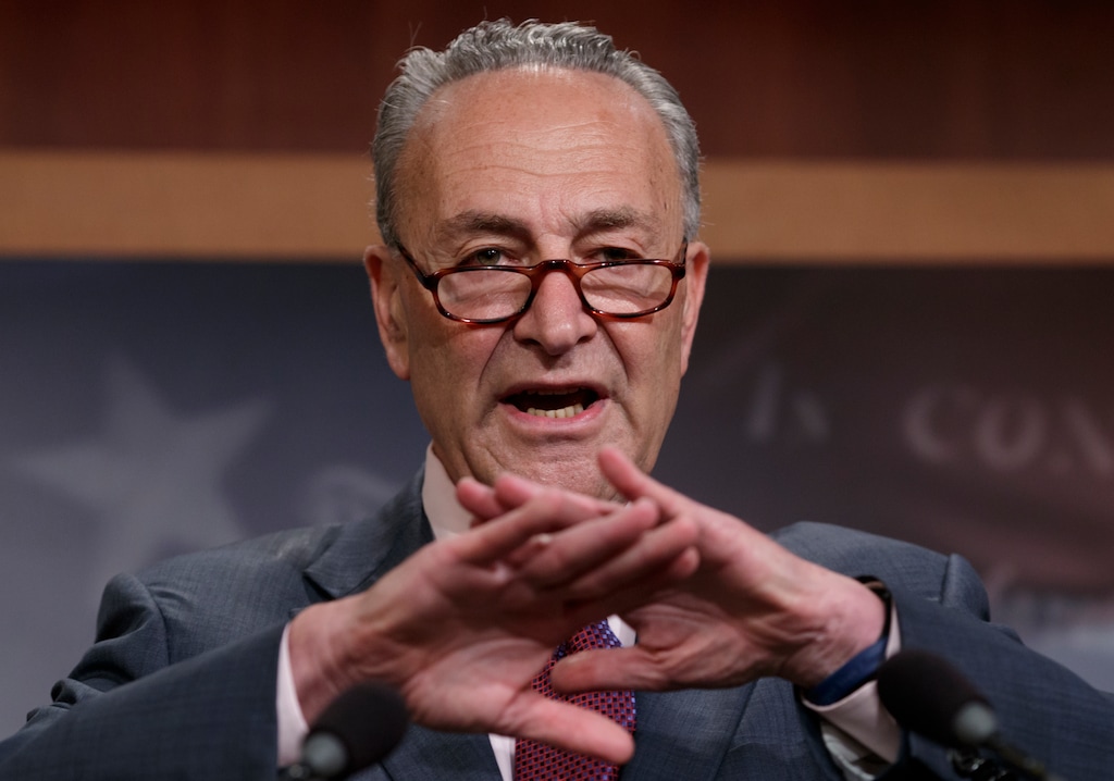 Senate Minority Leader Chuck Schumer of N.Y., speaks to reporters on Capitol Hill in Washington, Friday, July 28, 2017, after the Republican-controlled Senate was unable to fulfill their political promise to repeal and replace "Obamacare."  (AP Photo/J. Scott Applewhite)