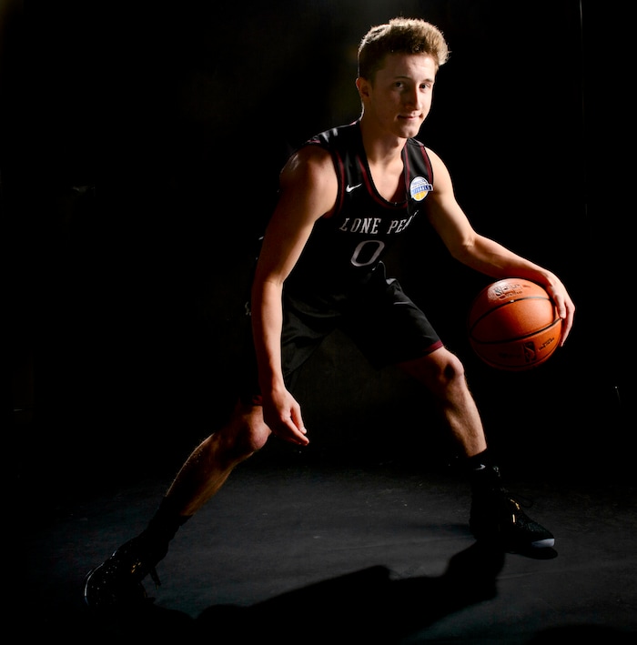 (Steve Griffin  |  The Salt Lake Tribune)  Prep basketball Chantry Ross, Lone Peak, in the Salt Lake Tribune studio in Salt Lake City Tuesday April 10, 2018.