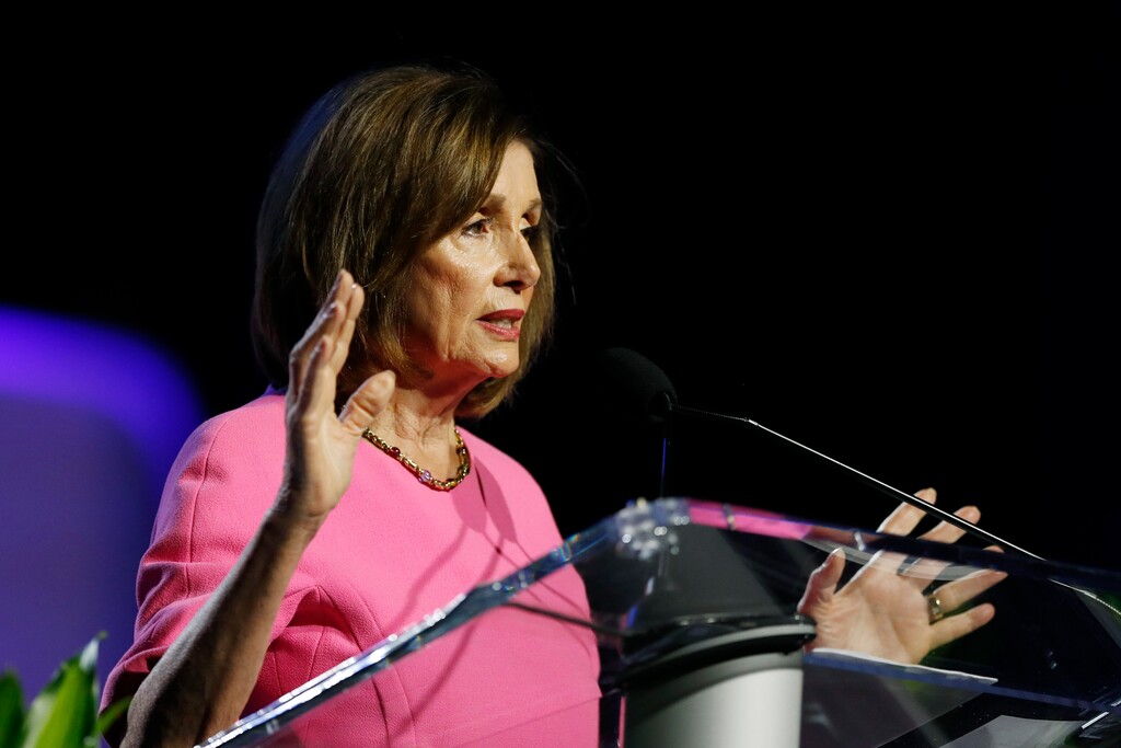 (Carlos Osorio | The Associated Press) Speaker of the House Nancy Pelosi, D-Calif., addresses the NAACP convention, Monday, July 22, 2019, in Detroit.