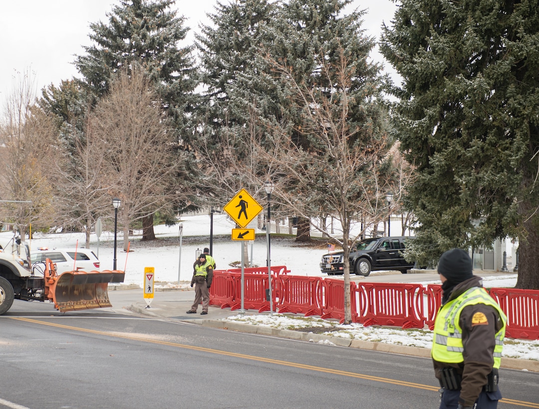 (Rachel Molenda  |  The Salt Lake Tribune)  President Donald Trump leaves the capitol building in Salt Lake City, Utah, after announcing his plan to shrink Bears Ears and Grand Staircase Escalante national monuments on Monday, December 4, 2017.