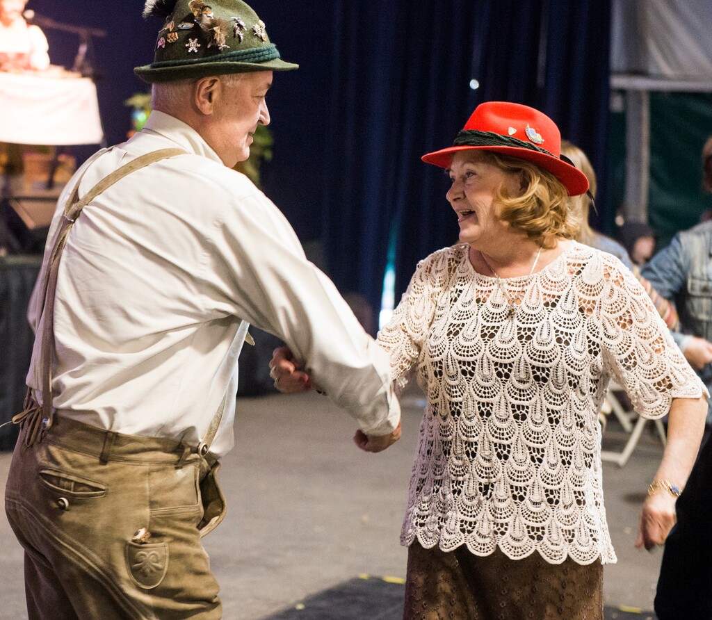 (Rick Egan  |  The Salt Lake Tribune) A couple dances to Salzburger Echo, at the 2018 Oktoberfest celebration at Snowbird. The 2023 edition starts August 12-13, and runs on Saturdays and Sundays through October 15.