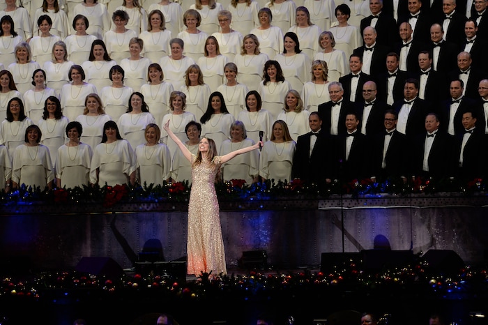 (Francisco Kjolseth  |  The Salt Lake Tribune)  The Mormon Tabernacle Choir Christmas extravaganza kicks off with Broadway star Sutton Foster and "Downton Abbey's" Hugh Bonneville at the Conference Center on Thursday, Dec. 14, 2017.