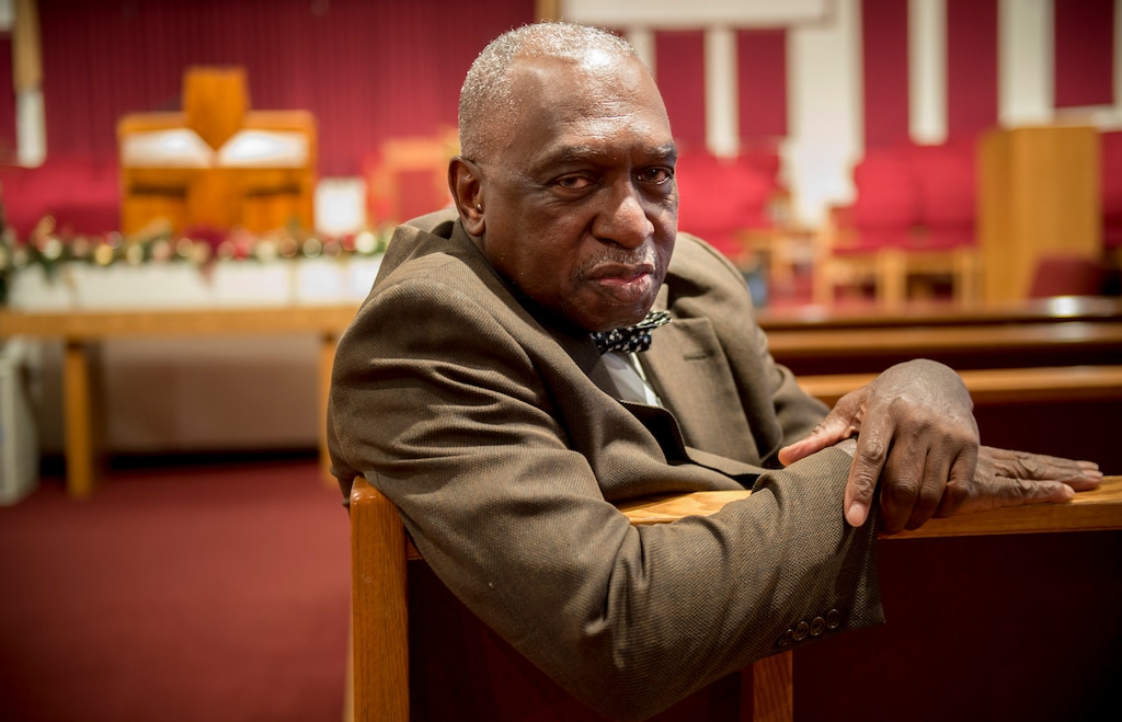 (Jeremy Harmon  |  The Salt Lake Tribune) Pastor France Davis will retire after more than 45 years at Calvary Baptist in Salt Lake City. He is seen in the church's sanctuary on Monday, Dec. 16, 2019.