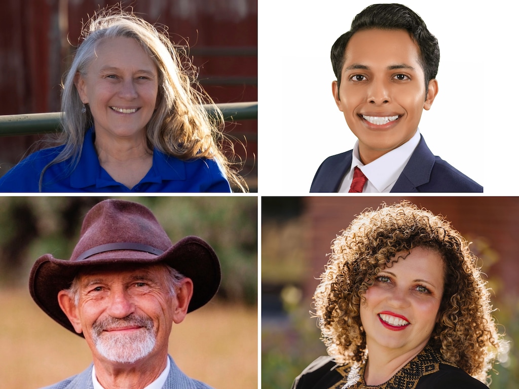 (Campaign photos; The Salt Lake Tribune) Clockwise from top left: Cassie Easley, Adonis Hooslyn, Celeste Maloy, and Kent Udell, candidates for the 2026 3rd Congressional District election.