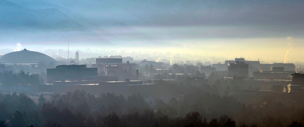 (Tribune file photo) A winter inversion blankets the University of Utah campus on Monday, Dec. 16, 2013.