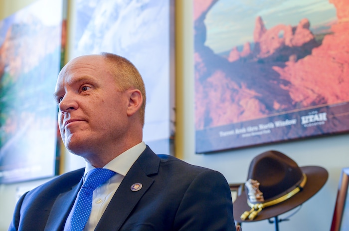 Leah Hogsten | The Salt Lake Tribune Justin Harding, chief of staff to Utah Gov. Gary Herbert, July 16, 2018. Harding manages the governorÕs executive office and staff, coordinates the governorÕs cabinet and stands as proxy for Gov. Herbert in formal government business.