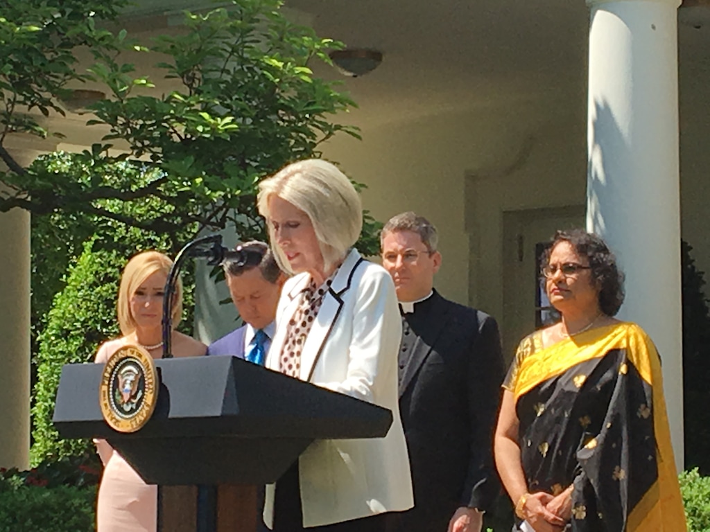 (Photo courtesy of The Church of Jesus Christ of Latter-day Saints)   
“Please help us to unite as one nation under God,” said Joy D. Jones, Primary general president of The Church of Jesus Christ of Latter-day Saints, during a prayer at the White House in Washington, D.C., Thursday May 2, 2019.