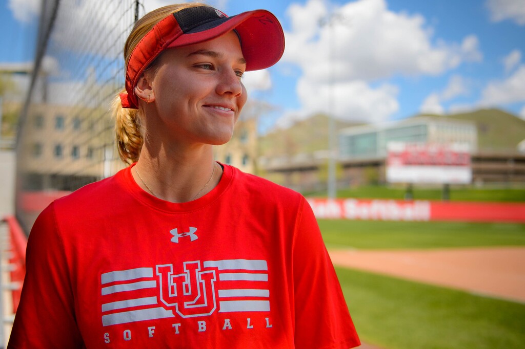 (Trent Nelson  |  The Salt Lake Tribune)  University of Utah senior softball player Ally Dickman in Salt Lake City on Wednesday April 24, 2019.