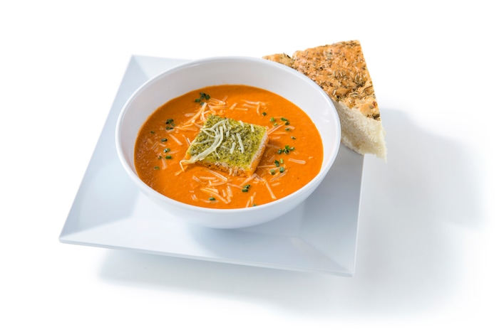 (Courtesy of Blue Lemon) The tomato bisque, with pesto focaccia, from Blue Lemon.