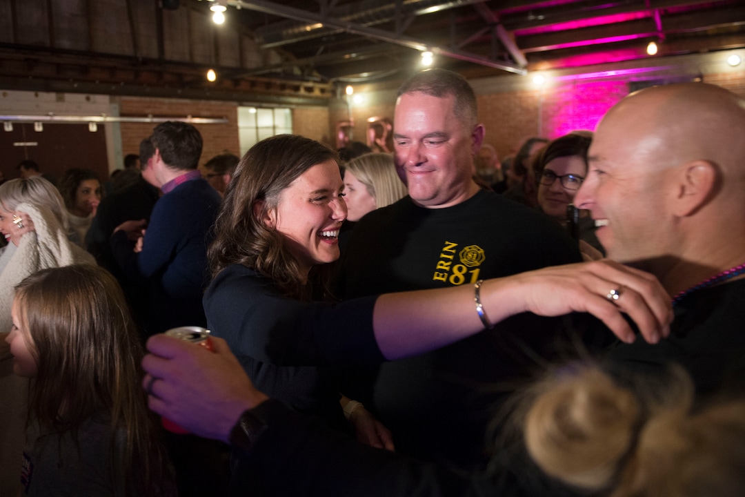 (Jeremy Harmon  |  The Salt Lake Tribune) Salt Lake City mayoral candidate Erin Mendenhall greets supporters on election night Tuesday, November 5, 2019.
