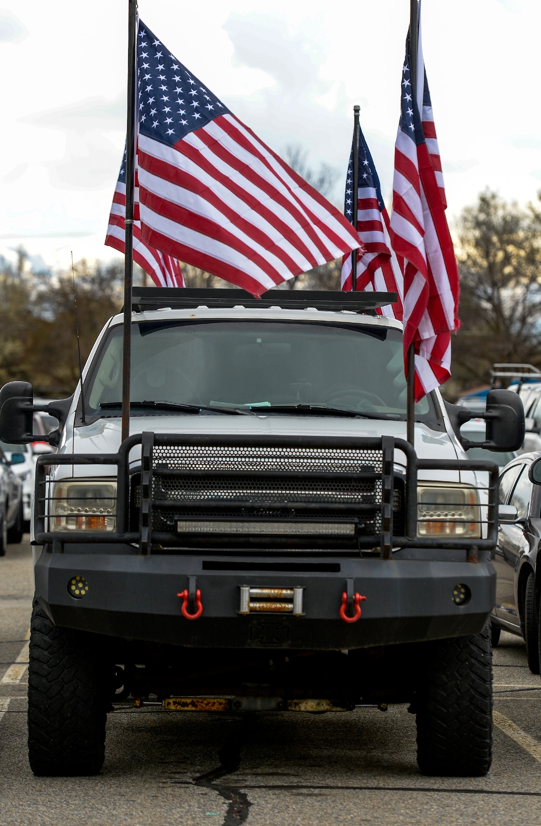Leah Hogsten  |  The Salt Lake Tribune  Vehicle in the partking lot at the Salt Lake Republican Party organizing convention, April 13, 2019 at Cottonwood High School.