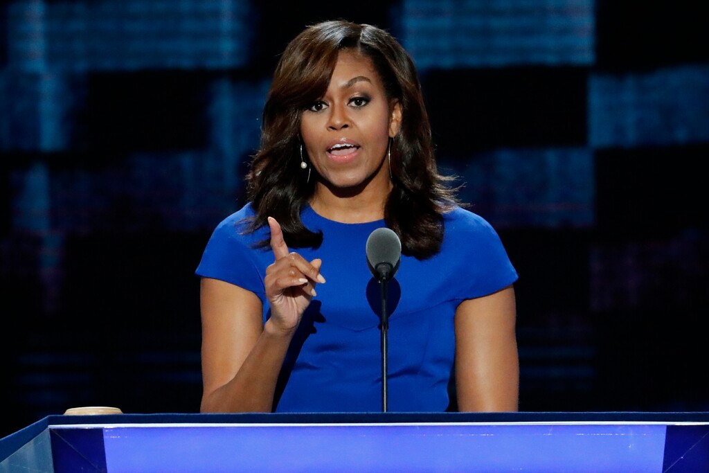 First Lady Michelle Obama speaks during the first day of the Democratic National Convention in Philadelphia , Monday, July 25, 2016. (AP Photo/J. Scott Applewhite)