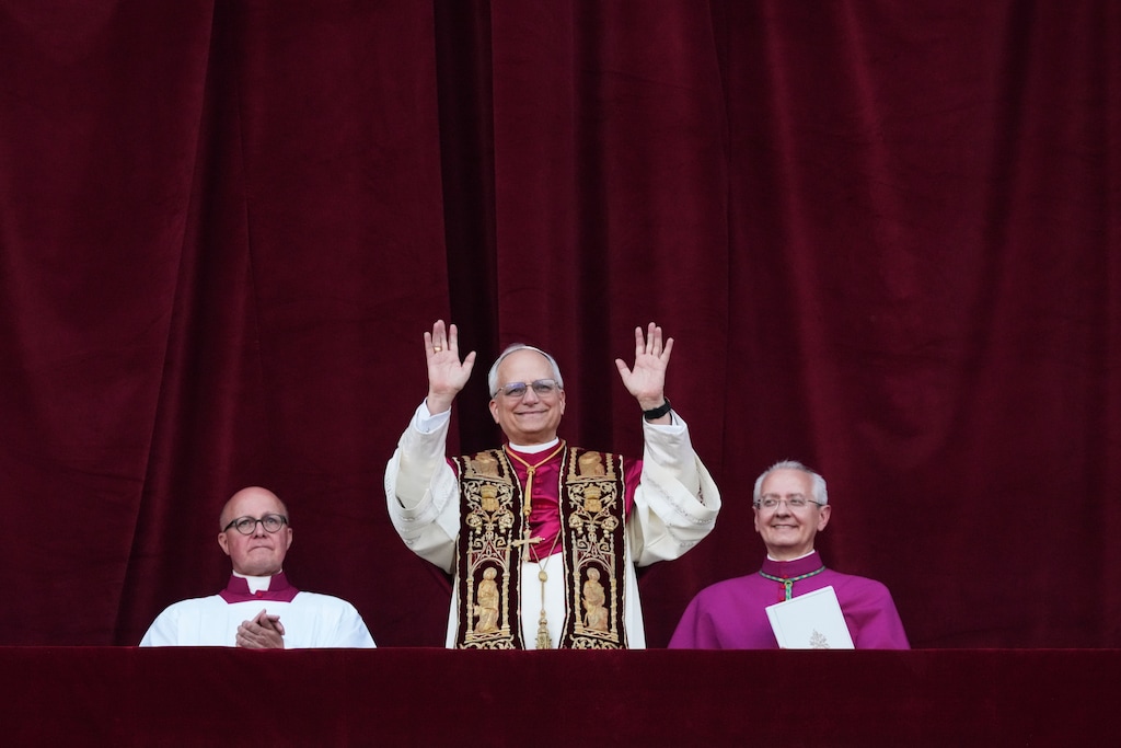(Alessandra Tarantino | AP) Newly elected Pope Leo XIV appears at the balcony of St. Peter's Basilica at the Vatican, Thursday, May 8, 2025.