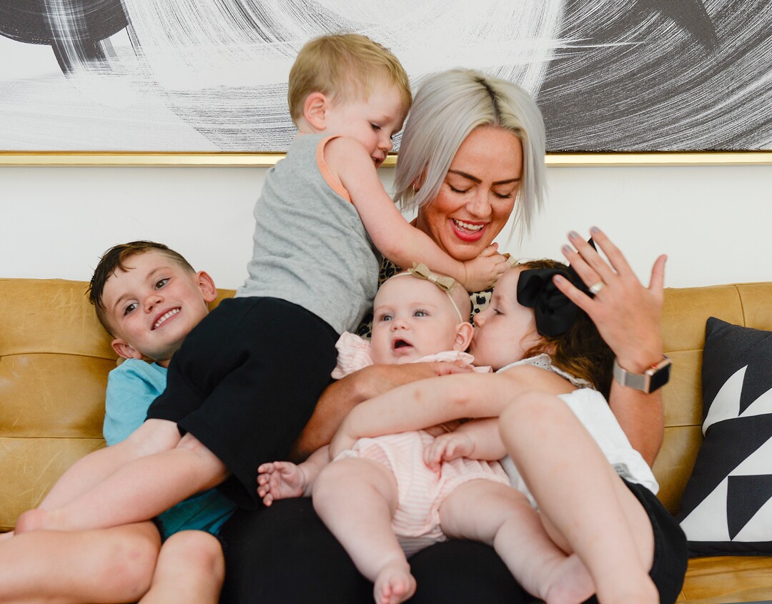 (Leah Hogsten  |  The Salt Lake Tribune) Ramsi Stoker is pictured with her children, from left, Banks, 2, Beklan, 6, Riarson, 7 months, and Revali, 4, at their home Friday, Aug. 2, 2019. Stoker's two oldest children were conceived through in vitro fertilization. The two youngest were conceived naturally. Stoker, 39, and her husband, Brian, not pictured, struggled with unexplained infertility until seeking help from the Utah Fertility Center and the Footsteps to Fertility program in 2012.