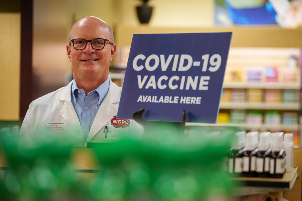 (Trent Nelson  |  The Salt Lake Tribune) Pharmacist Kevin DeMass at The Apothecary Shoppe in Salt Lake City on Friday, May 21, 2021.