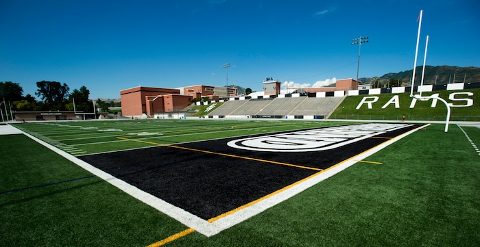 (Rick Egan  |  The Salt Lake Tribune)  Highland football field,Wednesday, August 8, 2017.