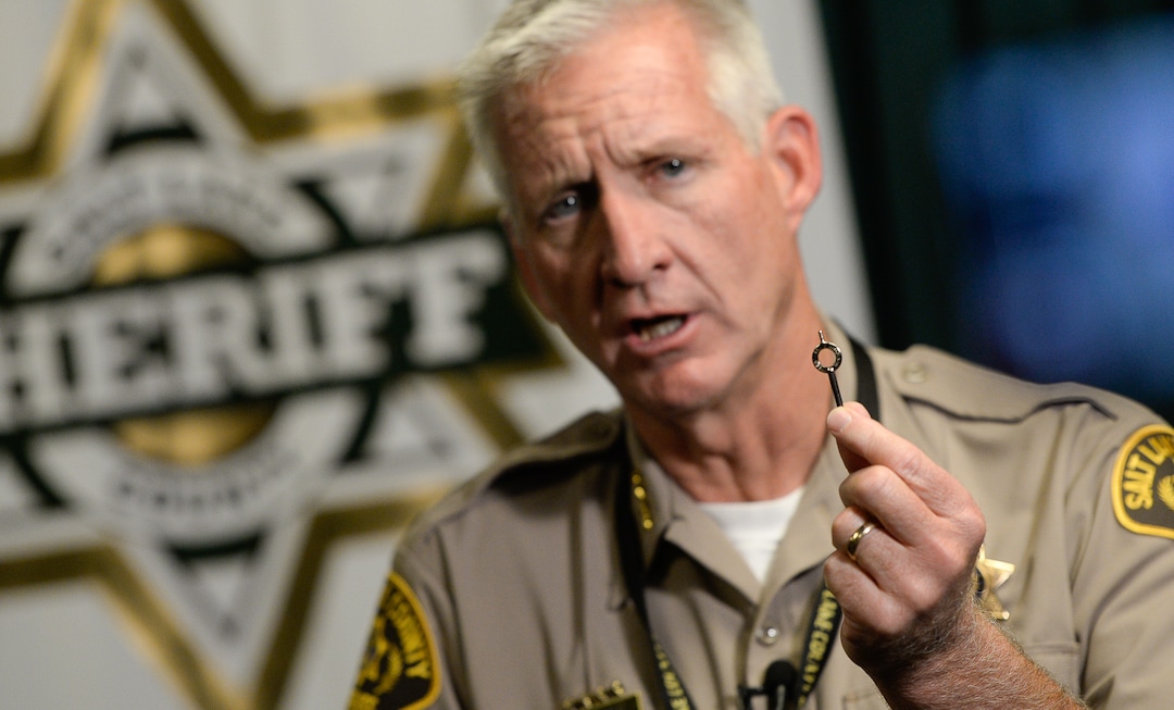 Francisco Kjolseth  |  The Salt Lake TribuneSalt Lake County Sheriff Jim Winder announces the implementation of a new system to detect contraband such as a handcuff key. The SecurPASS Whole Body Contraband Detection System uses "transmission imaging" technology that is less intrusive because it does not show facial or private body parts.