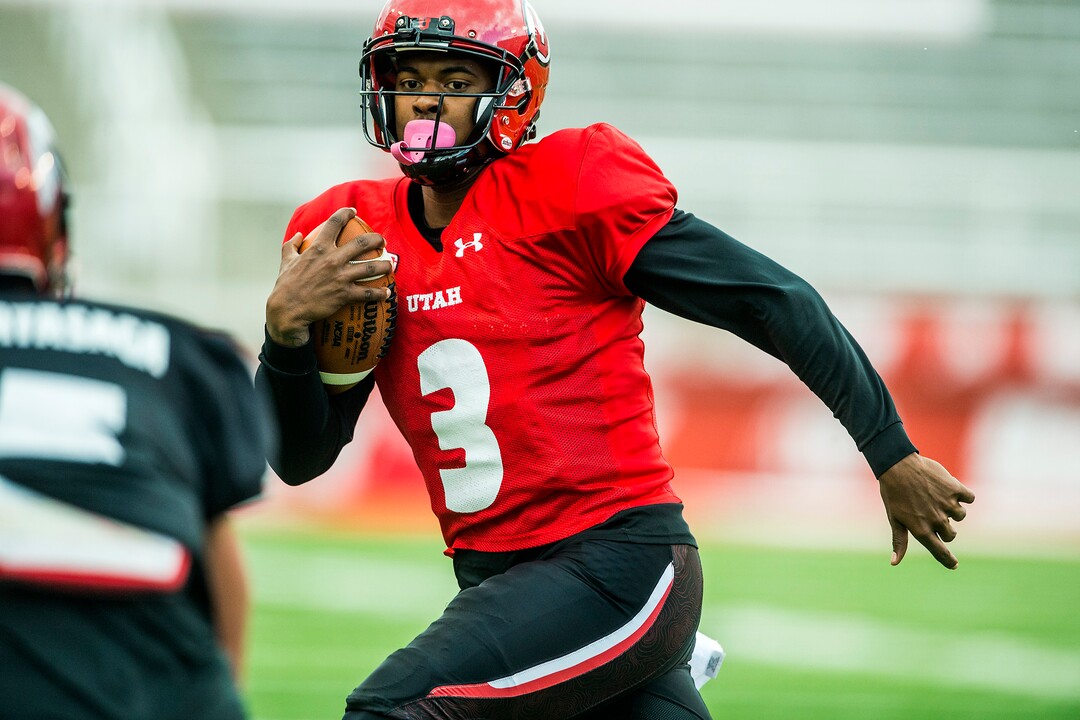 Chris Detrick  |  The Salt Lake TribuneUtah Utes quarterback Troy Williams (3) runs the ball during a scrimmage at Rice-Eccles Stadium Friday March 31, 2017.  