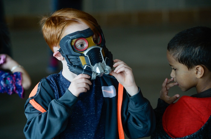 (Francisco Kjolseth  |  The Salt Lake Tribune)  Utah-based military families gather for the Salt Lake opening night of the all-new Marvel Universe LIVE! Age of Heroes, witnessing their favorite Marvel super heroes, including The Avengers, Spider-Man and the Guardians of the Galaxy in an action-packed adventure at the Maverik Center on Thursday, Sept. 28, 2017. Marvel’s greatest military Super Hero Captain America was partnered with Got Your 6, a military veteran non-profit group dedicated to empowering veterans to lead and build stronger communities across America.