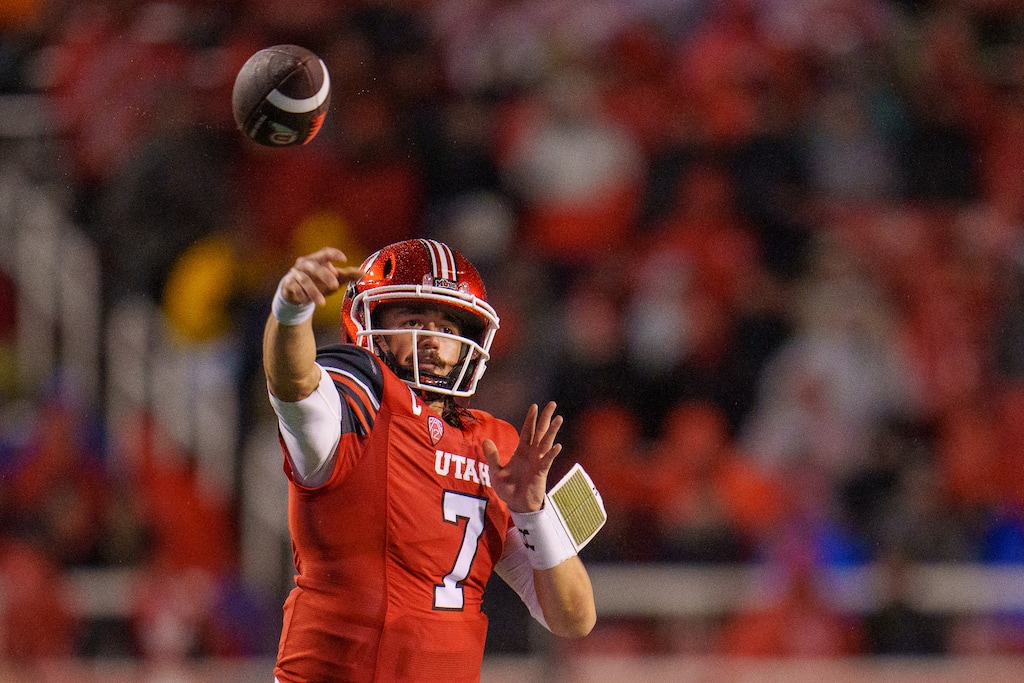 (Trent Nelson | The Salt Lake Tribune) Utah Utes quarterback Cameron Rising (7) as the University of Utah hosts Arizona, NCAA football in Salt Lake City on Saturday, Nov. 5, 2022.