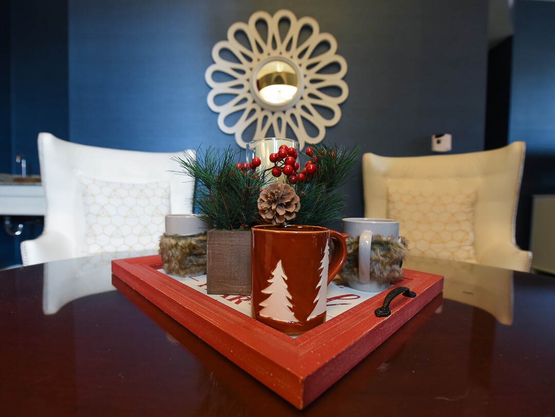 (Francisco Kjolseth  |  The Salt Lake Tribune)  The Hotel Monaco has a Christmas-themed suite on the 15th floor, decorated with lights, Christmas stockings and a tree.