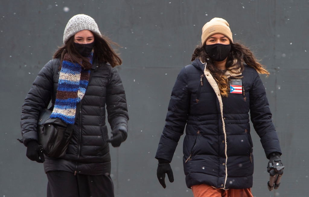 (Rick Egan | Salt Lake Tribune file photo)  Latter-day Saint missionaries wear masks in downtown Salt Lake City, Monday, Nov. 9, 2020. The Church of Jesus Christ of Latter-day Saints is encouraging its missionaries to get a COVID-19 vaccination.