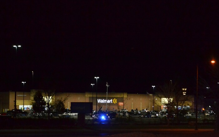 Several people were killed in a shooting inside a Walmart, forcing customers to either hide in the store or frantically run for the doors, Wednesday, Nov. 1, 2017, in Thornton, Colo. Thornton police advised people to stay away from the area as dozens of police cruisers and emergency vehicles raced to the scene. (AP Photo/P. Solomon Banda)
