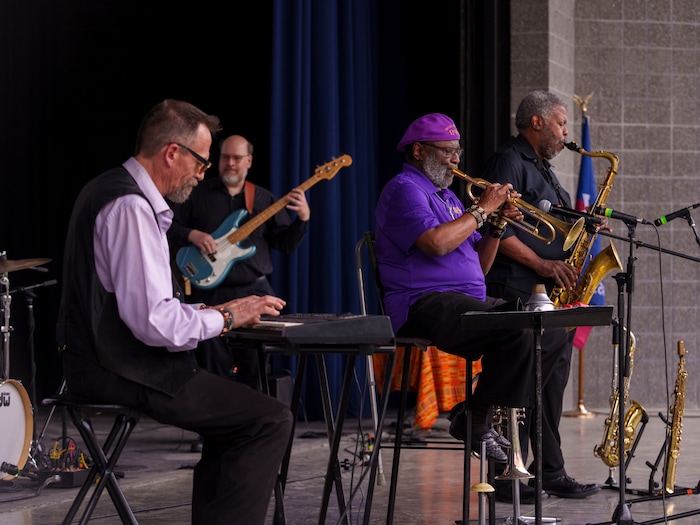 (Leah Hogsten | The Salt Lake Tribune) The G. Brown Quintet performs at the Utah Juneteenth Celebration at the Ogden City Amphitheater, Saturday, June 18, 2022. 