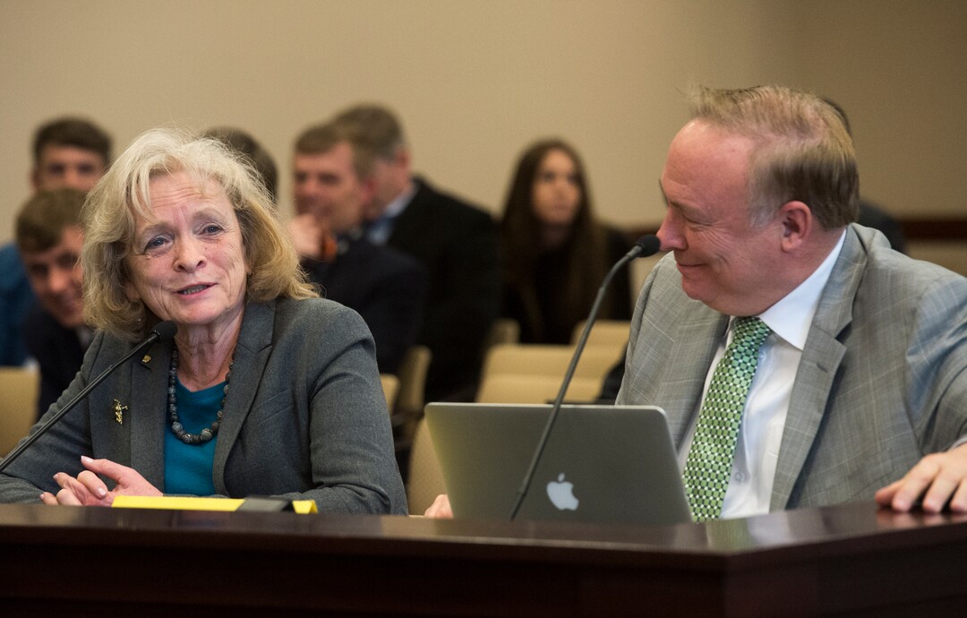 (Rick Egan  |  The Salt Lake Tribune)  Gayle Ruzicka, Utah Eagle Forum, jokes as she speaks in support of Sen. Jim Dabakis  bill, SJR16 during a Senate Education Committee meeting at the Capitol, Friday, March 2, 2018.
