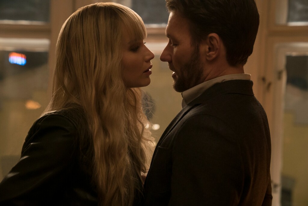 (Murray Close  |  Twentieth Century Fox) Dominika Egorova (Jennifer Lawrence, left), a Russian spy, gets very close to Nate Nash (Joel Edgerton), a CIA agent, in a scene from the suspense thriller "Red Sparrow."