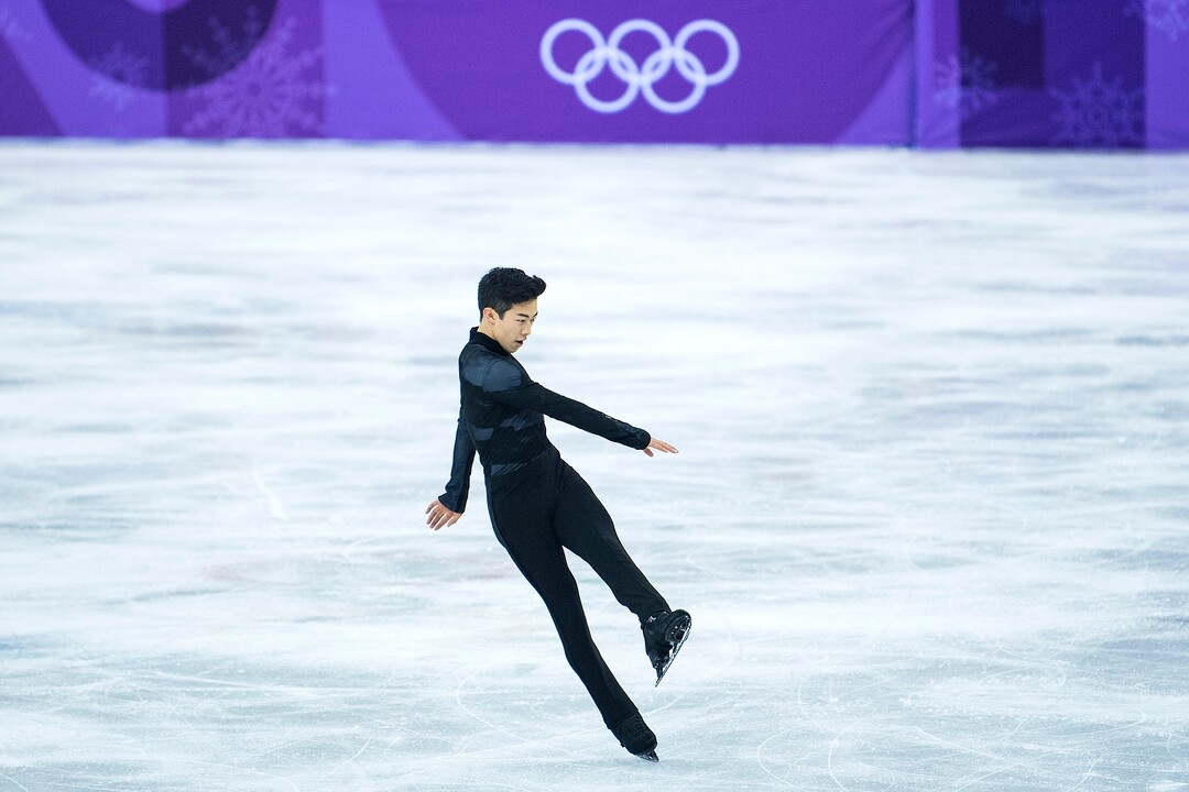 (Chris Detrick  |  The Salt Lake Tribune)  Salt Lake City's Nathan Chen competes in the Men's Single Skating Short Program for the Team Event at the Gangneung Ice Arena Friday, February 9, 2018.  Chen got fourth place with a score of 80.61.