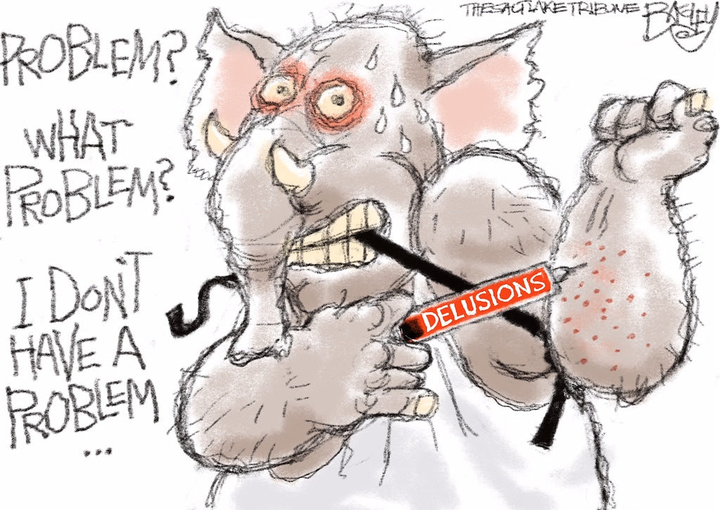 (Pat Bagley | The Salt Lake Tribune) This cartoon, titled "Political Junkie," appears in The Salt Lake Tribune on Friday, Nov. 20, 2020.