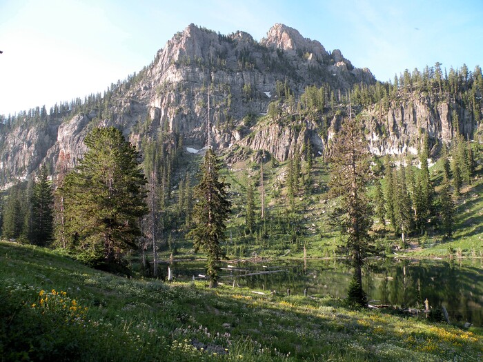 Erin Alberty | The Salt Lake Tribune
The sun rises on Mount Magog while wildflowers carpet the meadows above White Pine Lake in Logan Canyon near Tony Grove.