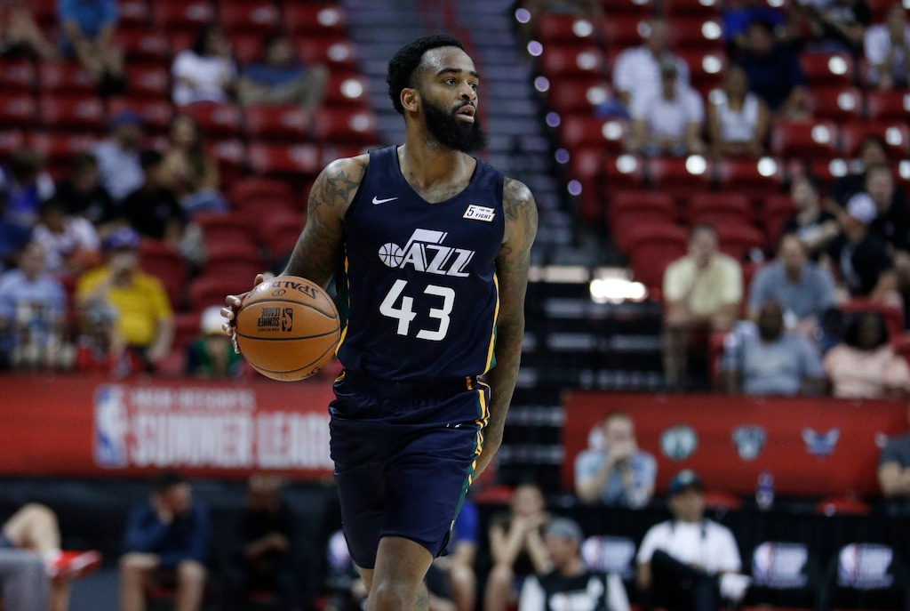 (John Locher  |  The Associated Press) Stanton Kidd displayed NBA-level defensive ability for the Jazz during summer league play, but his shooting remains an impediment to him making it to the NBA.