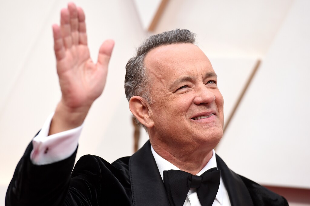 FILE - In this Sunday, Feb. 9, 2020 file photo, Tom Hanks arrives at the Oscars at the Dolby Theatre in Los Angeles. (Photo by Jordan Strauss/Invision/AP)