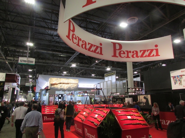 (Tom Wharton | Special to The Tribune) A typical rifle display at the 2018 SHOT Show in Las Vegas.