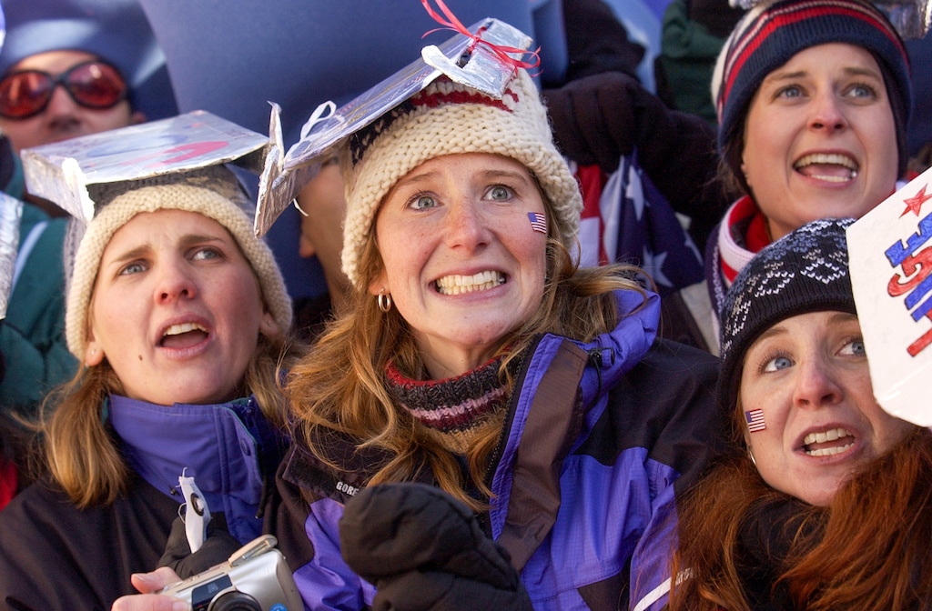 (Trent Nelson | The Salt Lake Tribune) Fans watch the Doubles Luge competition at the Utah Olympic Park, 2002 Olympic Winter Games on Friday, Feb. 15, 2002. The group trying to bring the Winter Games back to Utah made its final pitch to the IOC's Future Host Commission on Tuesday.