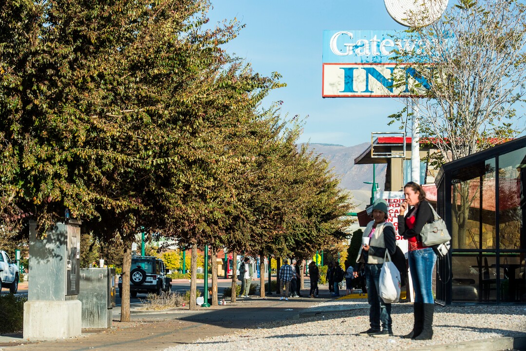 (Chris Detrick  |  The Salt Lake Tribune)  People outside of Gateway Inn 819 West North Temple in Salt Lake City Tuesday, October 17, 2017. 