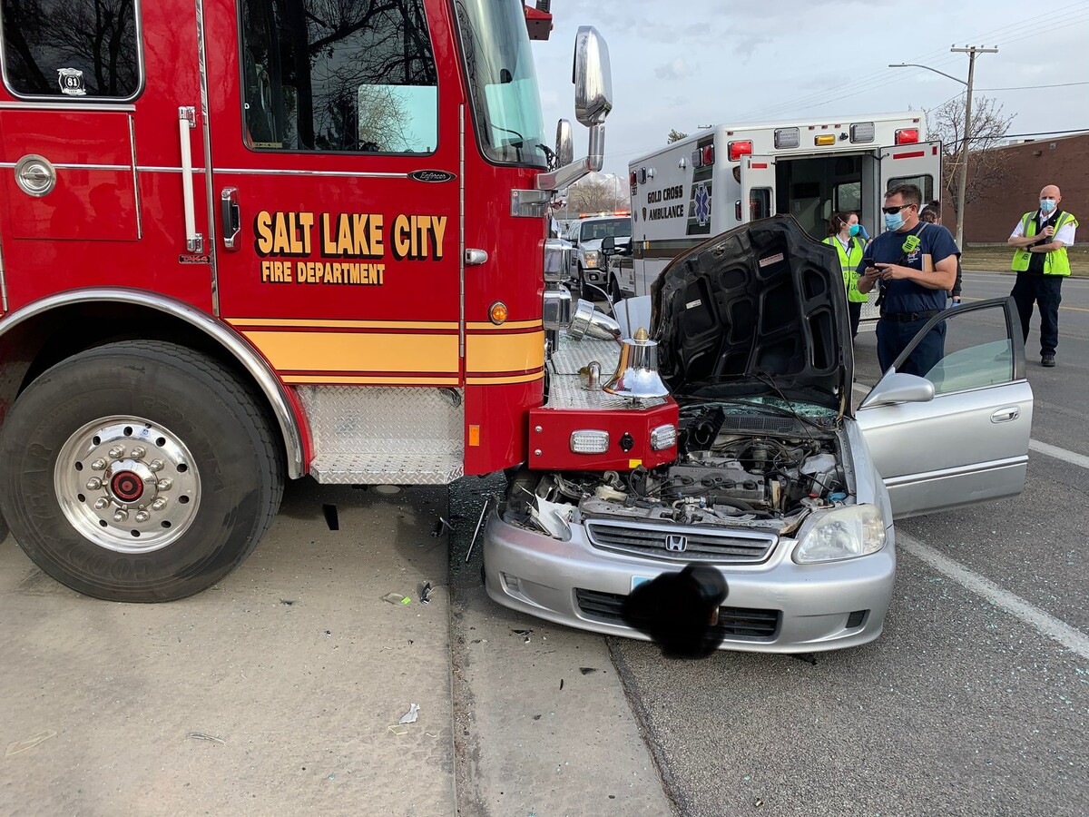 Car crashes into fire engine