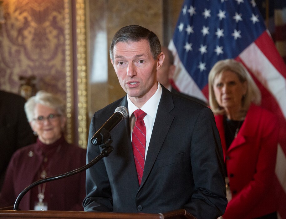 (Rick Egan  |  The Salt Lake Tribune)   Rep. Mike Kennedy talks about the new Utah School Safety Commission during a news conference at the Utah State Capitol, Thursday, March 1, 2018. 