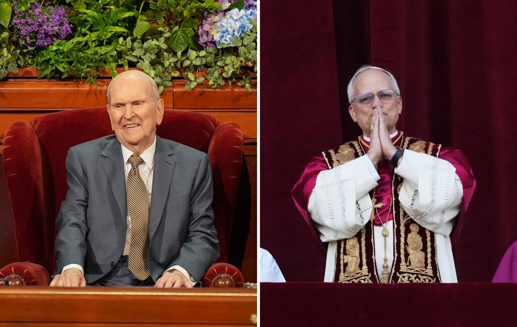 (The Salt Lake Tribune; AP) Russell M. Nelson, left, president of The Church of Jesus Christ of Latter-day Saints, and Pope Leo XIV, leader of the Roman Catholic Church.
