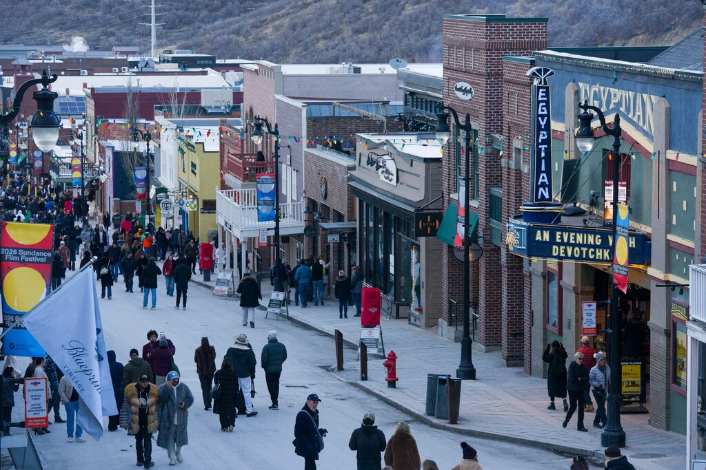 (Bethany Baker  |  The Salt Lake Tribune) People walk along Main Street during the final Sundance Film Festival in Park City on Saturday, Jan. 24, 2026. A Florida congressman was allegedly attacked at a private party.