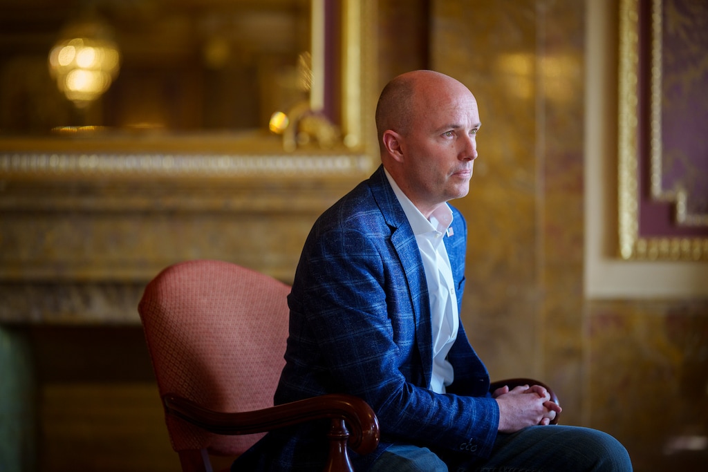 (Trent Nelson  |  The Salt Lake Tribune) Gov. Spencer Cox talks in Salt Lake City on the last day of the legislative session, Friday, March 3, 2023.
