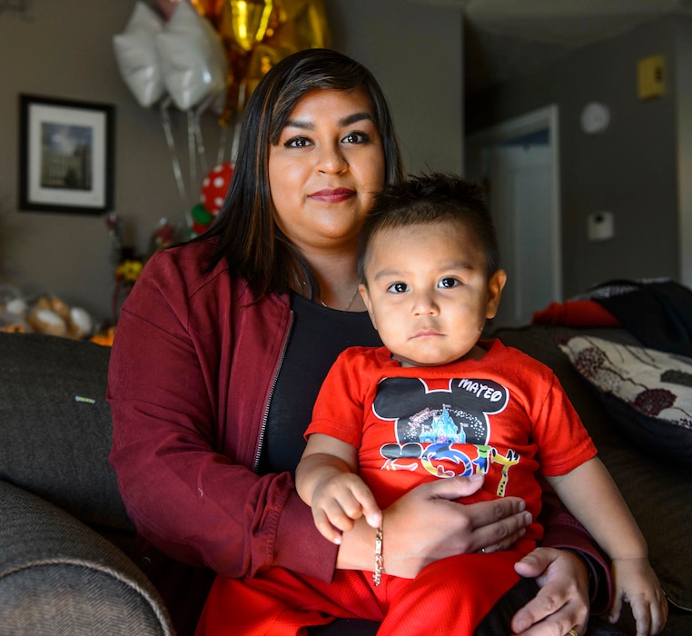 (Steve Griffin  |  The Salt Lake Tribune)   Erika Velasco holds her son Mateo in her parents' West Valley City home Wednesday. Velasco, the daughter of Mexican immigrants, is bilingual. Utah had the second fastest growth among American states since 2010 in residents who speak a language other than English at home. Most of the growth came from people born in the United States, but whose parents were immigrants.