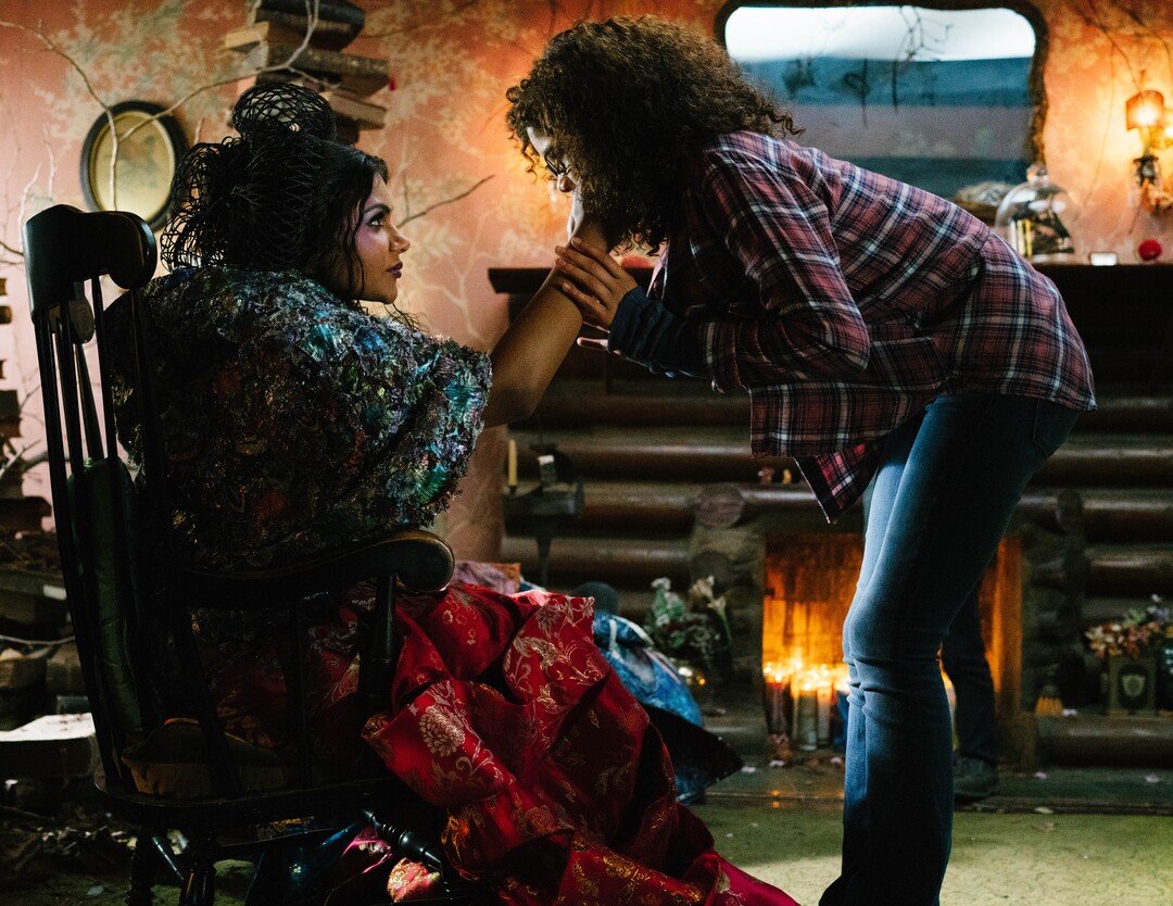 (courtesy Walt Disney Pictures) Teen Meg Murry (Storm Reid, right) encounters the odd Mrs. Who (Mindy Kaling) in Ava DuVernay's adaptation of "A Wrinkle in Time."