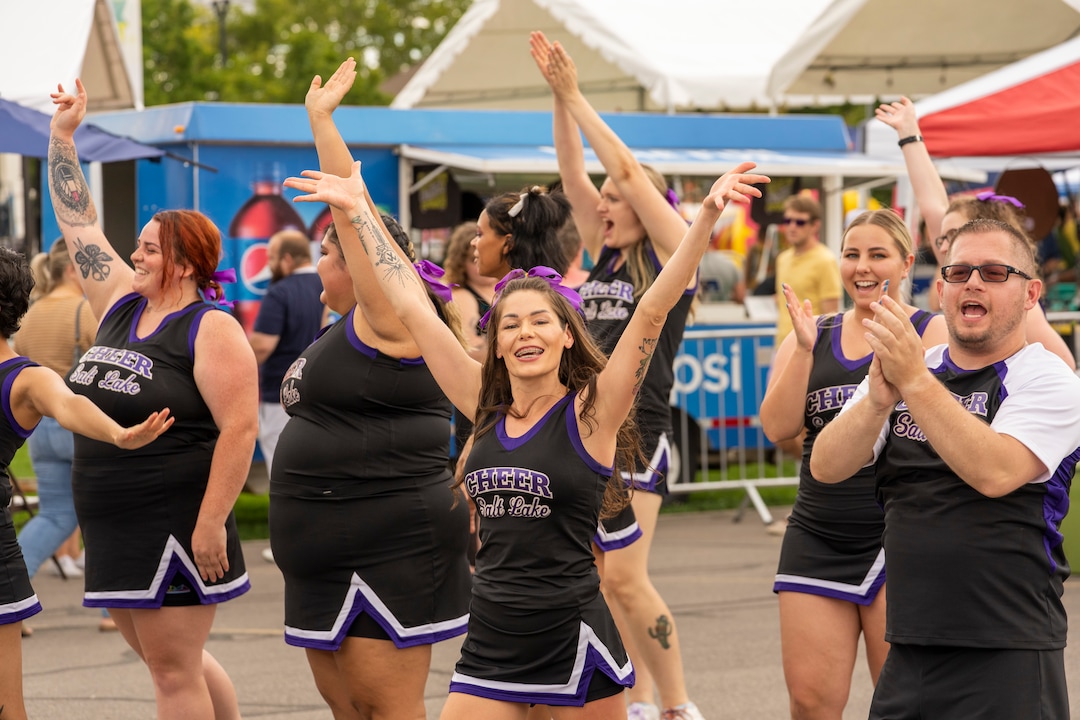 (Rick Egan | The Salt Lake Tribune) Cheer Salt Lake performs at the 14th annual Craft Lake City DIY FEST, at the Fair Park, Aug. 13, 2022.