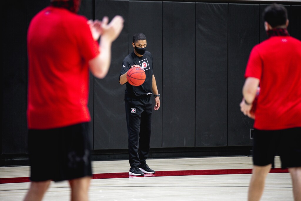 (Alina Rogers | University of Utah athletics) University of Utah men's basketball assistant coach DeMarlo Slocum at a recent offseason workout.