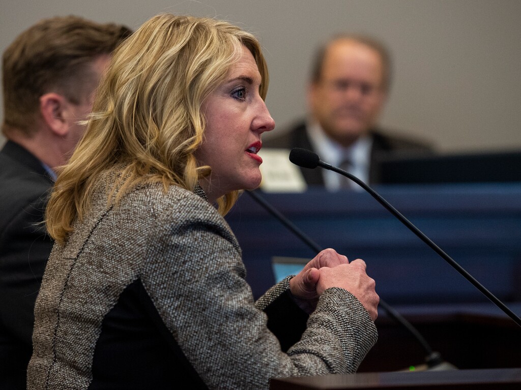 (Rick Egan | The Salt Lake Tribune) Rep. Melissa Ballard speaks at the Utah Legislature on Thursday, Feb. 7, 2019.