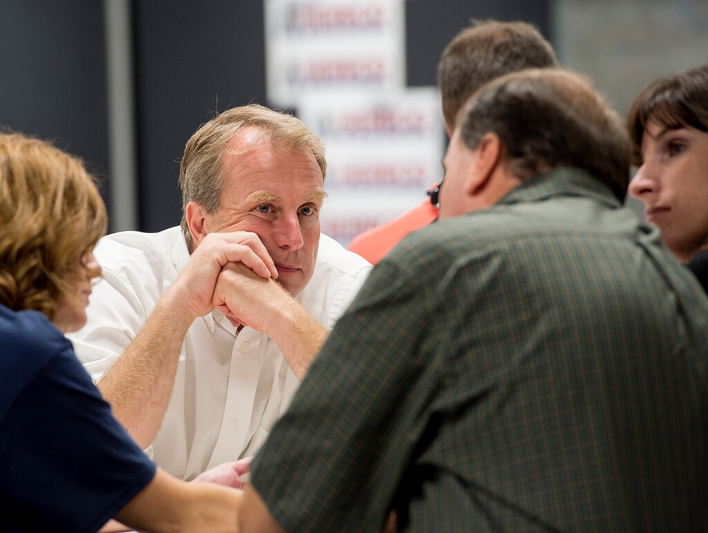 (Leah Hogsten  |  The Salt Lake Tribune) Former state Rep. Chris Herrod said the race for the 3rd Congressional district is too close to call after learning that Provo Mayor John Curtis claims he's the election night winner Tuesday, August 15, 2017. Registered Republican voters in the 3rd Congressional District will decide whether Provo Mayor John Curtis, former state Rep. Chris Herrod or businessman Tanner Ainge moves forward to the general election. The winner takes on Democrat Kathie Allen and the United Utah Party’s Jim Bennett, as well as a handful of independent and third-party candidates, on Nov. 7.
